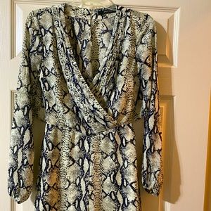 Snake Print, Long Sleeved, Shorts Romper